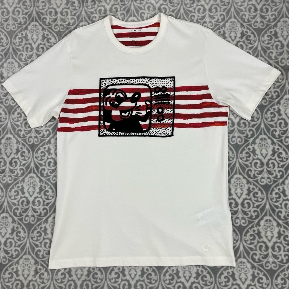 coach x keith haring shirt disney mickey mouse velour logo men's medium